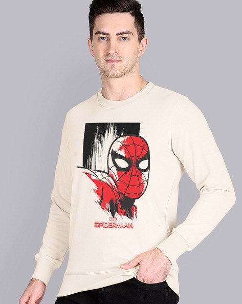Spiderman Print Crew-Neck Sweatshirt