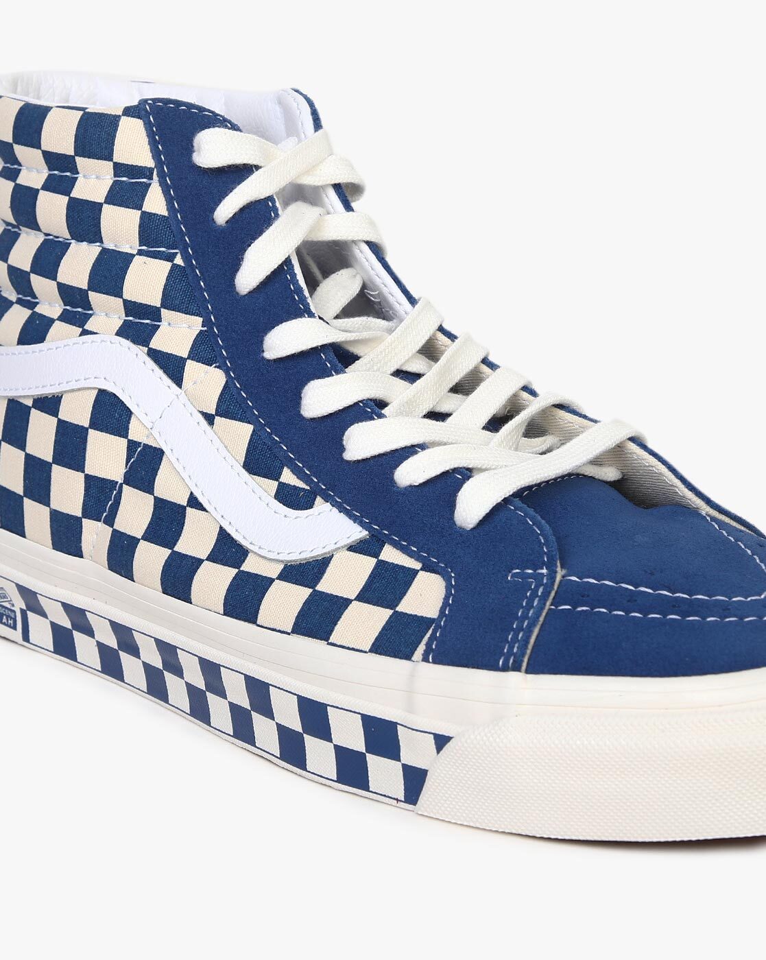 Blue checkered shops vans high s