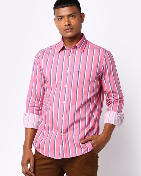 Pink pinstripe 2025 shirt mens