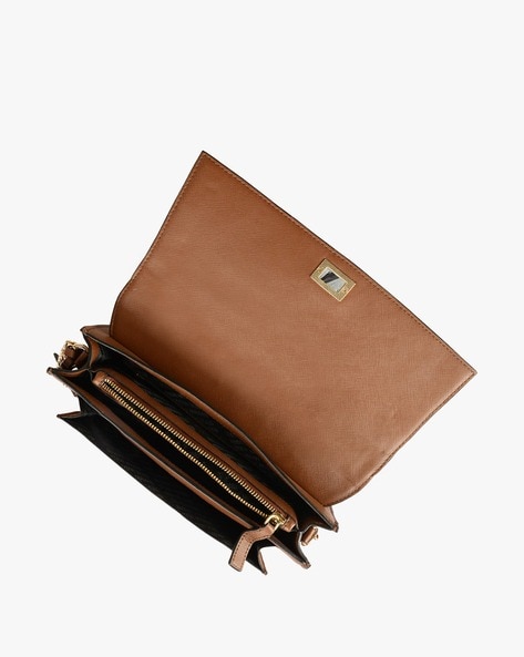 Fossil Explorer Brown Leather Foldover Crossbody Bag - Women's handbags