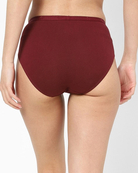 High Waist Hipster Panty in Maroon- Cotton