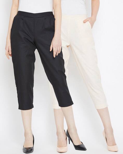 Buy Black \u0026 Cream Trousers \u0026 Pants for 