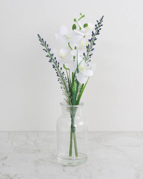 Gardenia Artificial Orchid in Clear Vase