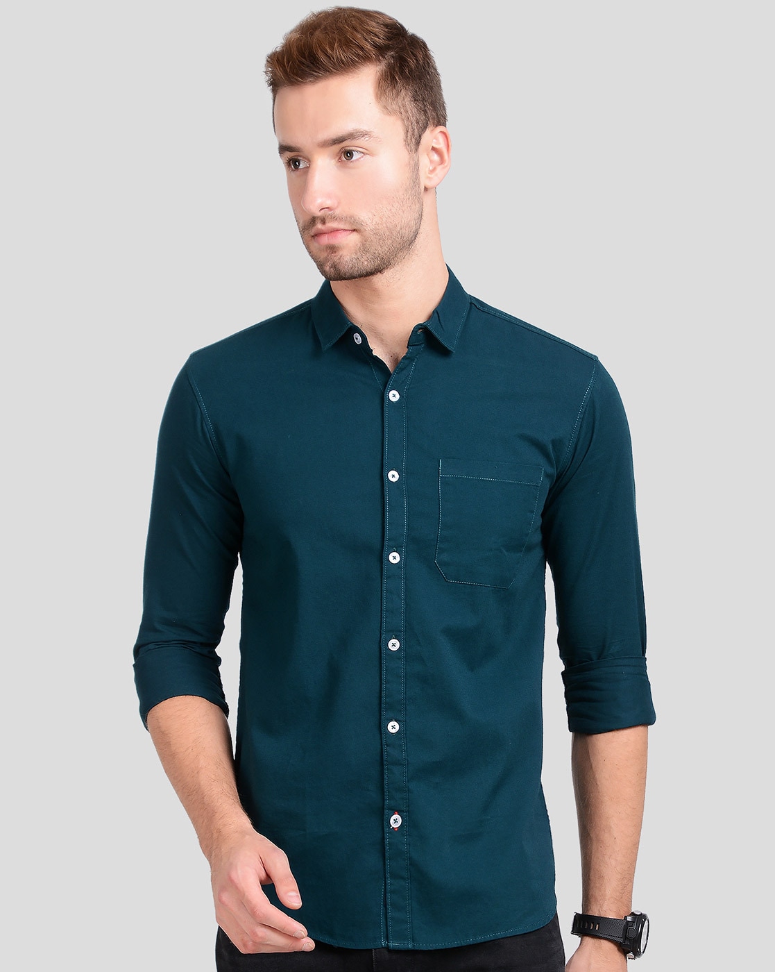 teal color dress shirt