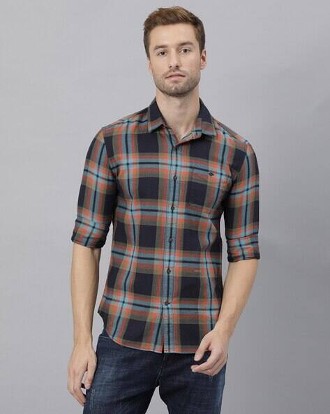 Rare Rabbit Checked Slim Fit Shirt with 