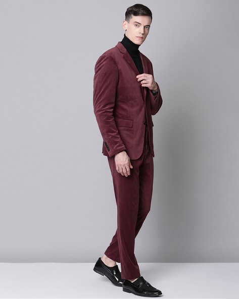 Majestify Collection: Solid Burgundy 2 Piece Regular Fit Suit