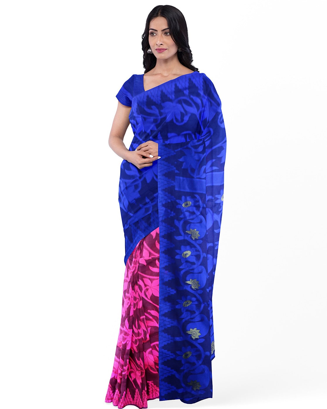 Pothys Grey & Blue Unstitched Half Saree Price in India, Full  Specifications & Offers | DTashion.com