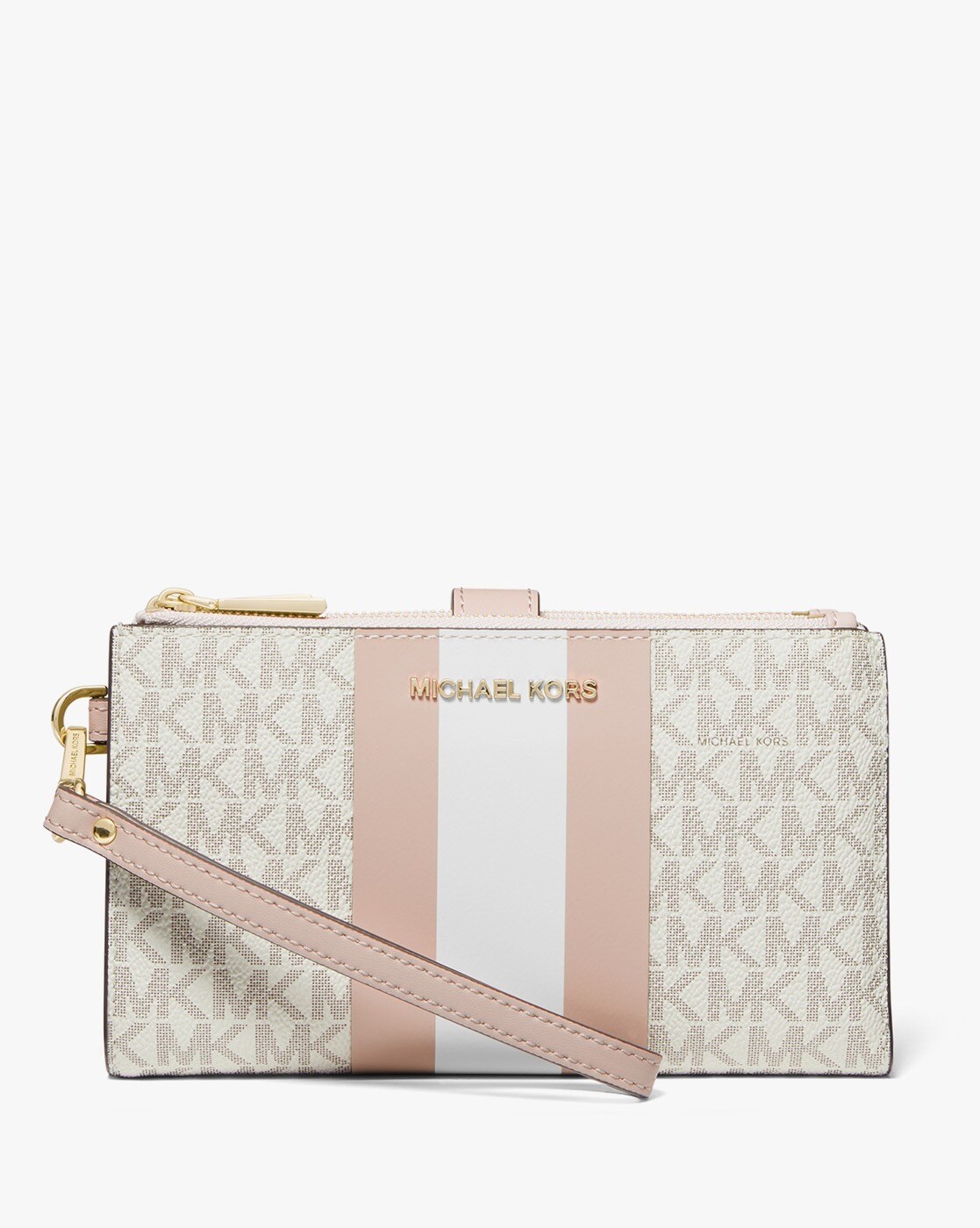 Buy Michael Kors Adele Logo Stripe Smartphone Wallet | White & Pink Color  Women | AJIO LUXE