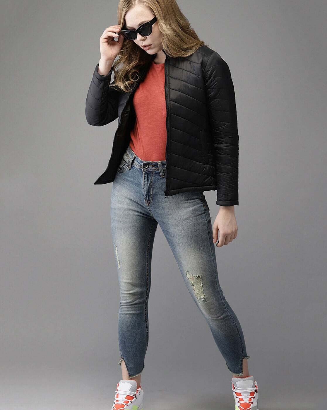 campus sutra black bomber jacket