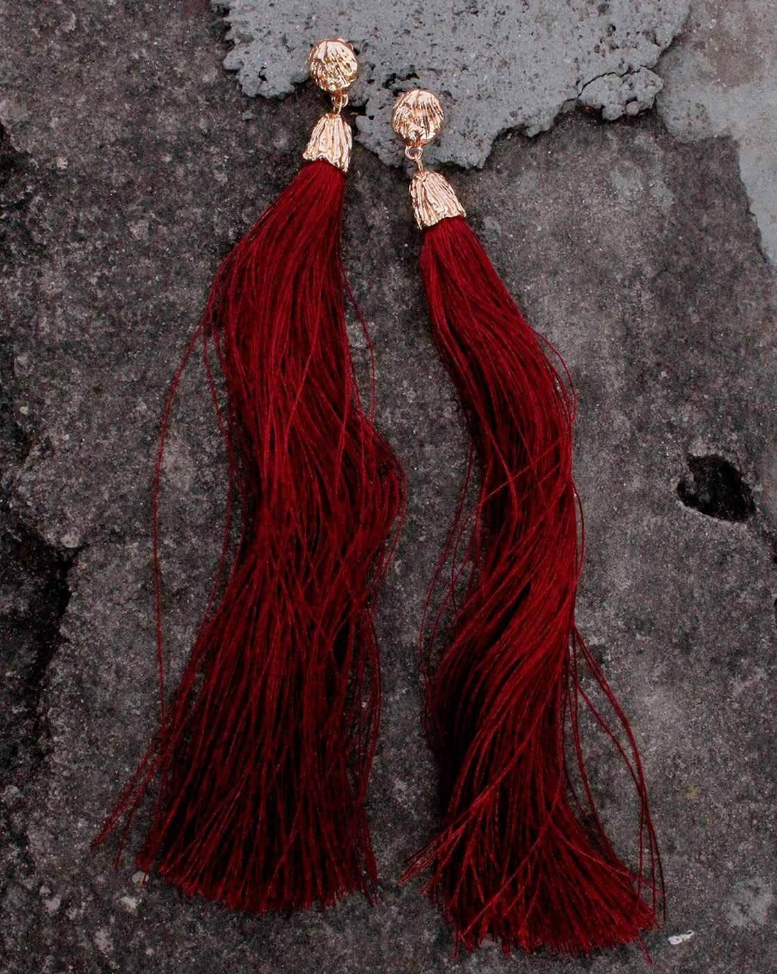 Tassel earrings sale maroon