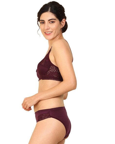 Buy Bridal Maroon Sensual Bra Panty Set at