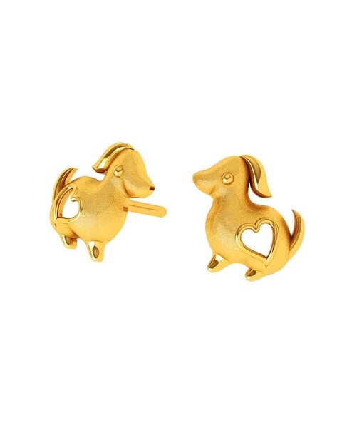 Gold dog earrings hotsell