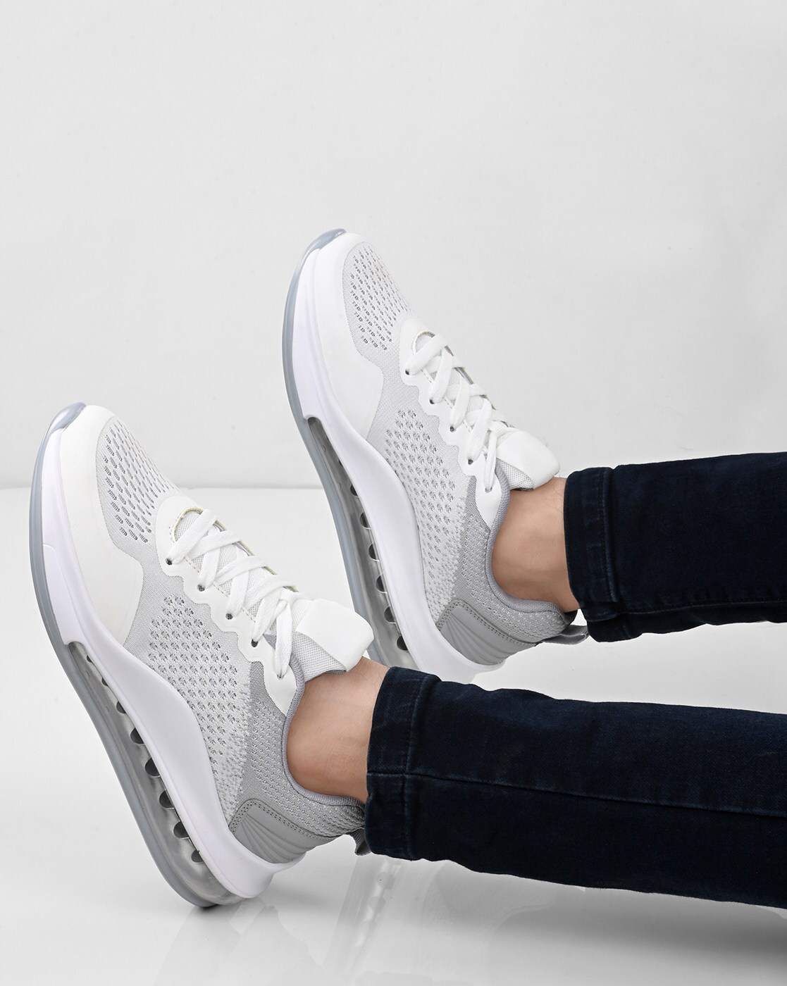 Buy Grey & White Sneakers for Men by STELVIO Online | Ajio.com