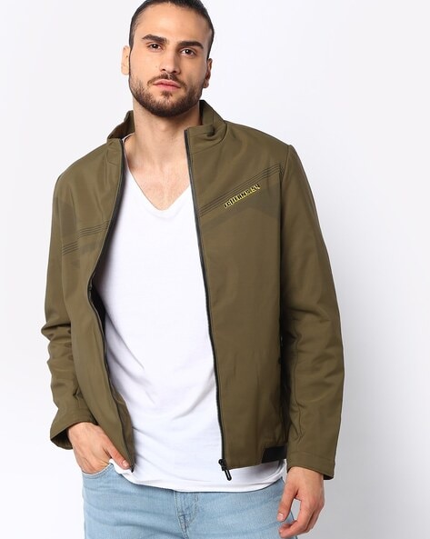 Cooper Army Olive Green Leather MA-1 Bomber Jacket