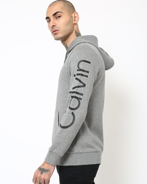 Calvin klein hoodie grey sales mens