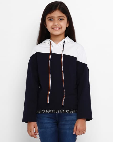 NATILENE Colourblock Hoodie with Drawstring Fastening
