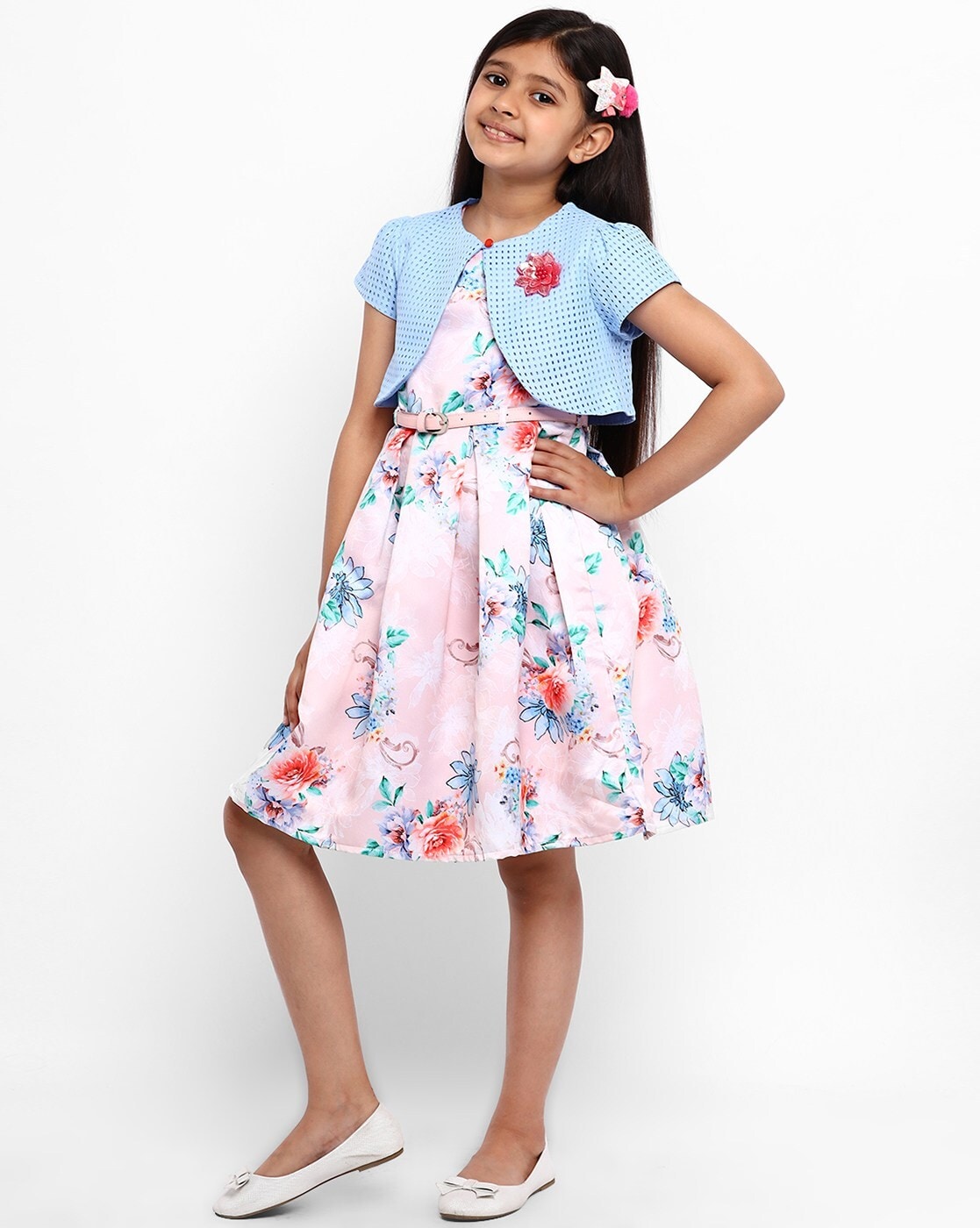 Buy Nauti Nati Girls Blue & White Printed A Line Dress - Dresses for Girls  768820 | Myntra