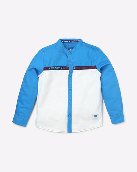 Colourblock Shirt with Band Collar view 2