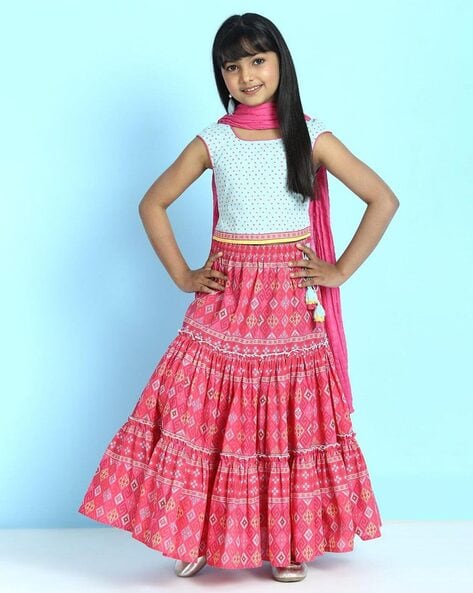 Buy Biba Girls Layered Dress And Kids Lehenga Set Online | Shoppers Stop