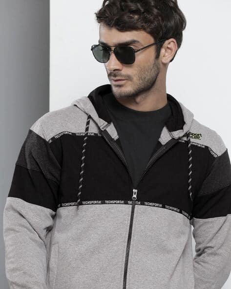 Colourblock Zip-Front Hoodie