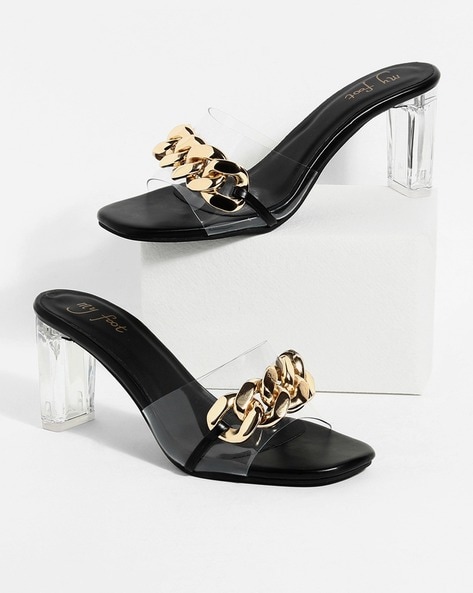 Buy Black Heeled Sandals for Women by Klexio Online | Ajio.com
