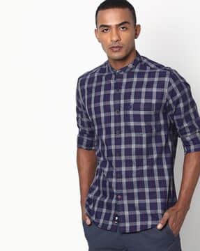mens smart checked shirts