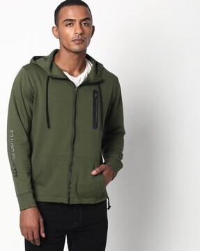 Zip up pocket front drawstring hoodie sale