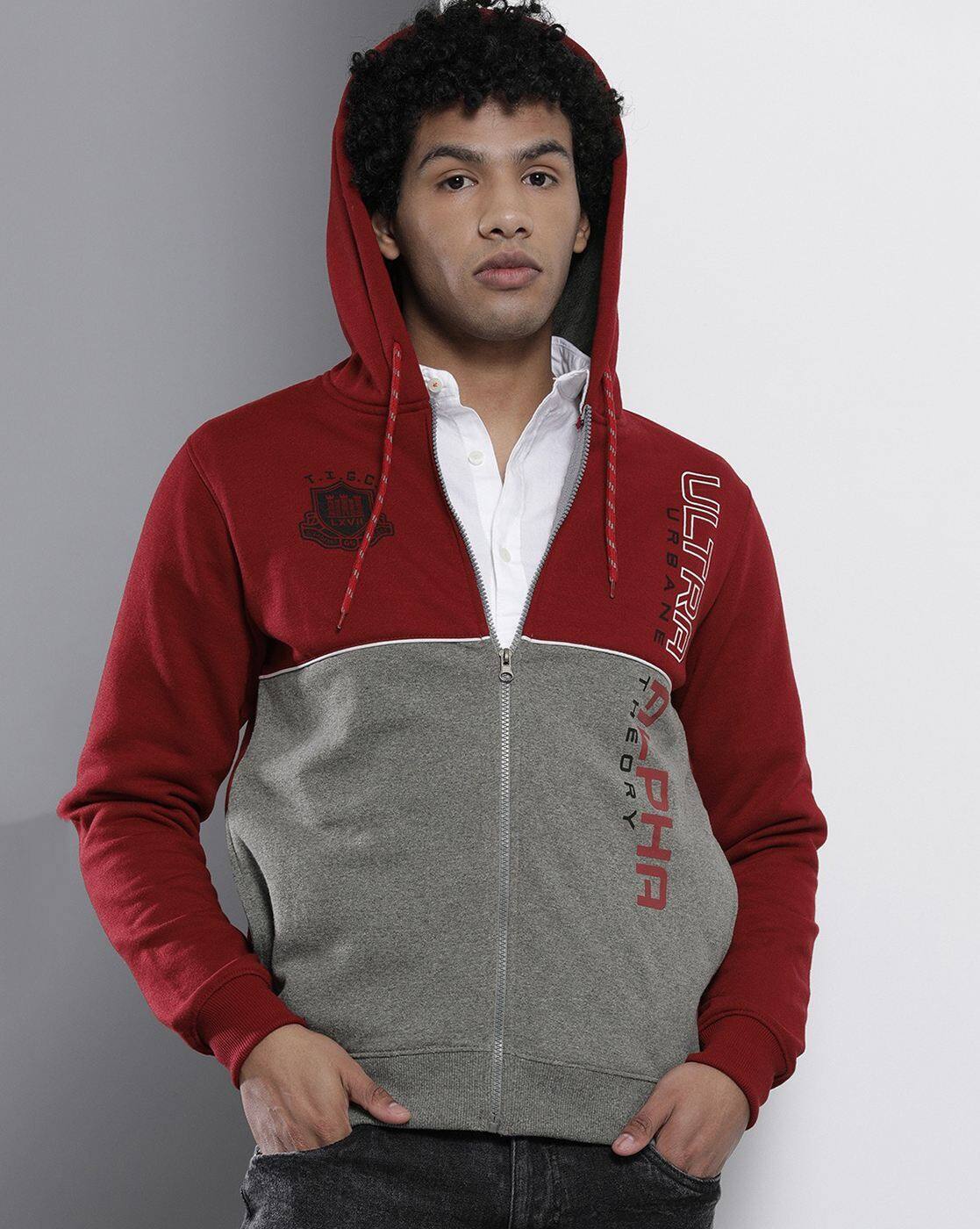 Buy Red u0026 Grey Sweatshirt u0026 Hoodies for Men by The Indian Garage Co Online  | Ajio.com