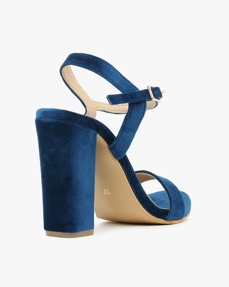 Blue suede chunky heels new arrivals