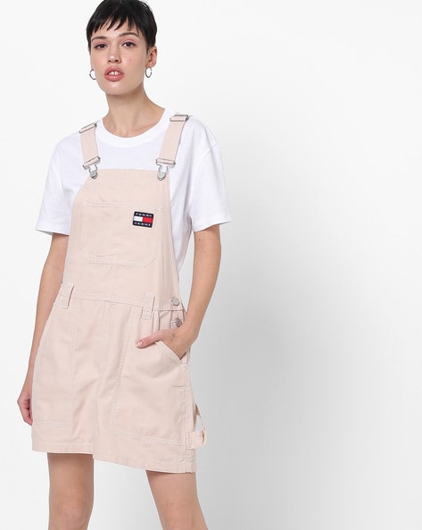 Beige sales dungaree dress