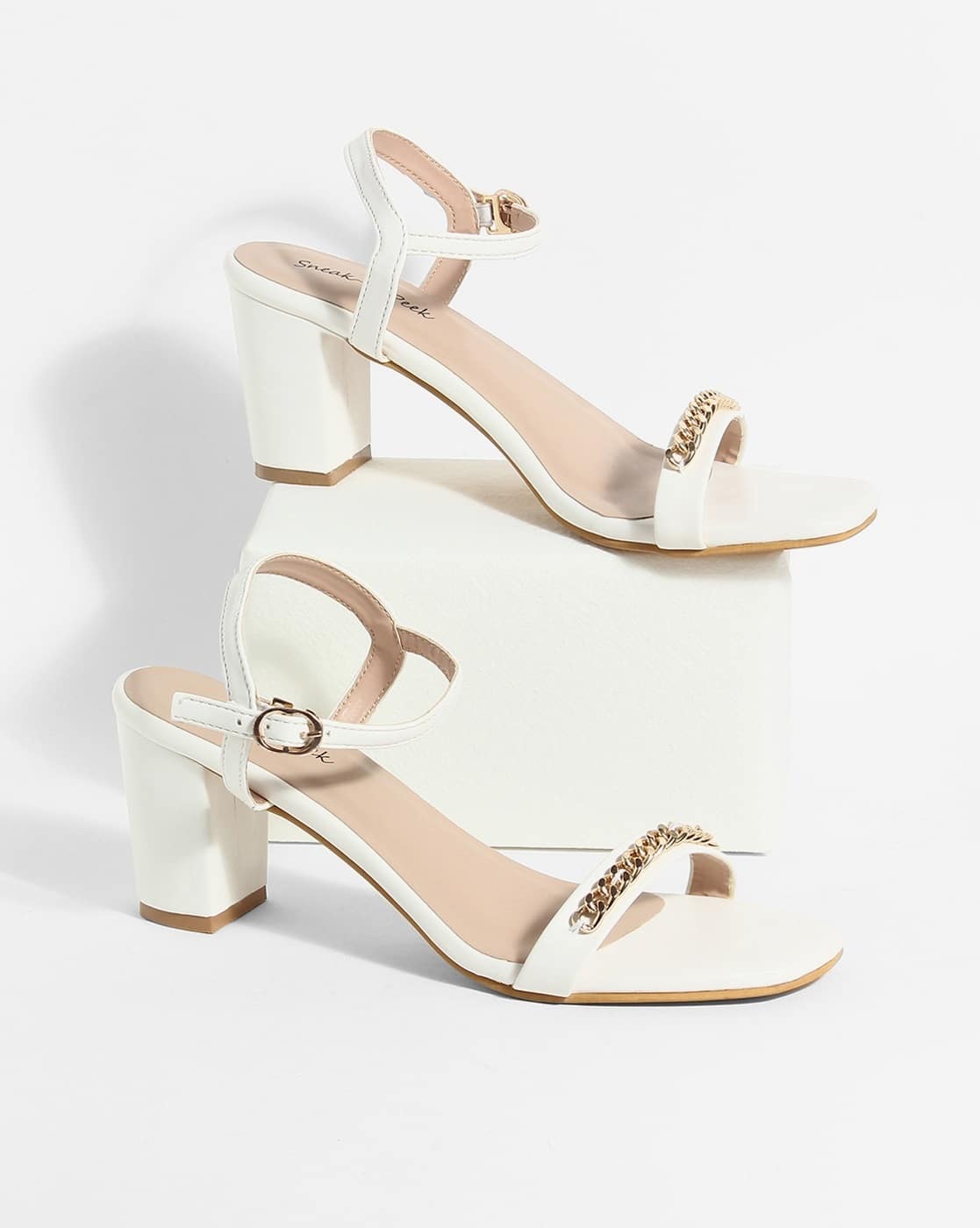 Buy White Heeled Sandals for Women by 