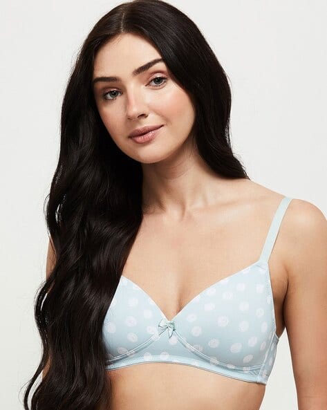 Polka-Dot Print Lightly-Padded Bra