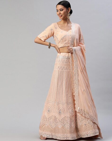 Embellished Semi-stitched Lehenga Price in India