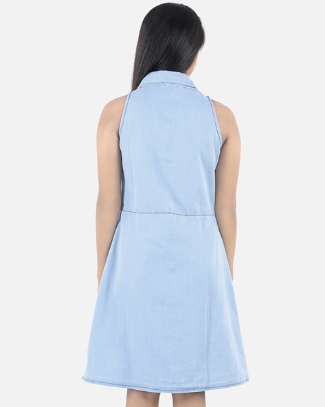 StyleStone Denim Blue Fit And Flare Dress - Single - Buy StyleStone Denim  Blue Fit And Flare Dress - Single Online at Best Prices in India on Snapdeal