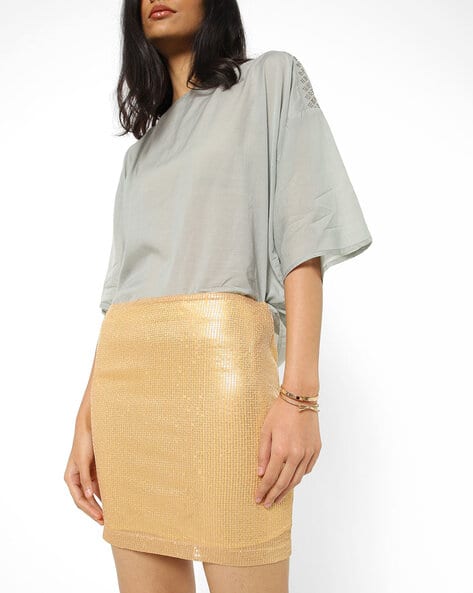 Encrustd Sequinned Straight Skirt