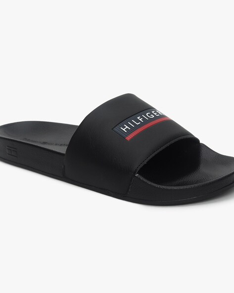 Tommy hilfiger black discount slides