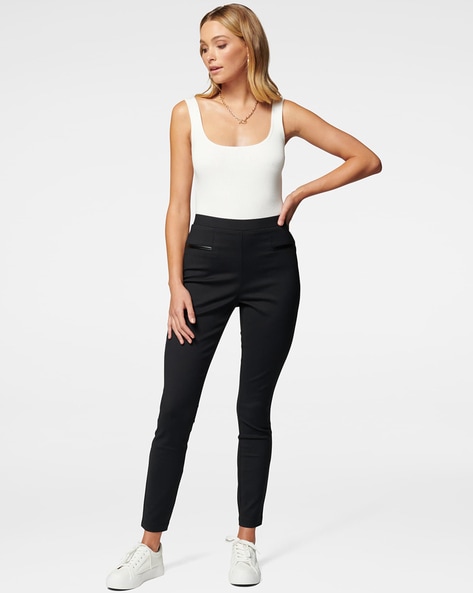 Black Belted Skinny Stretch Trousers | New Look