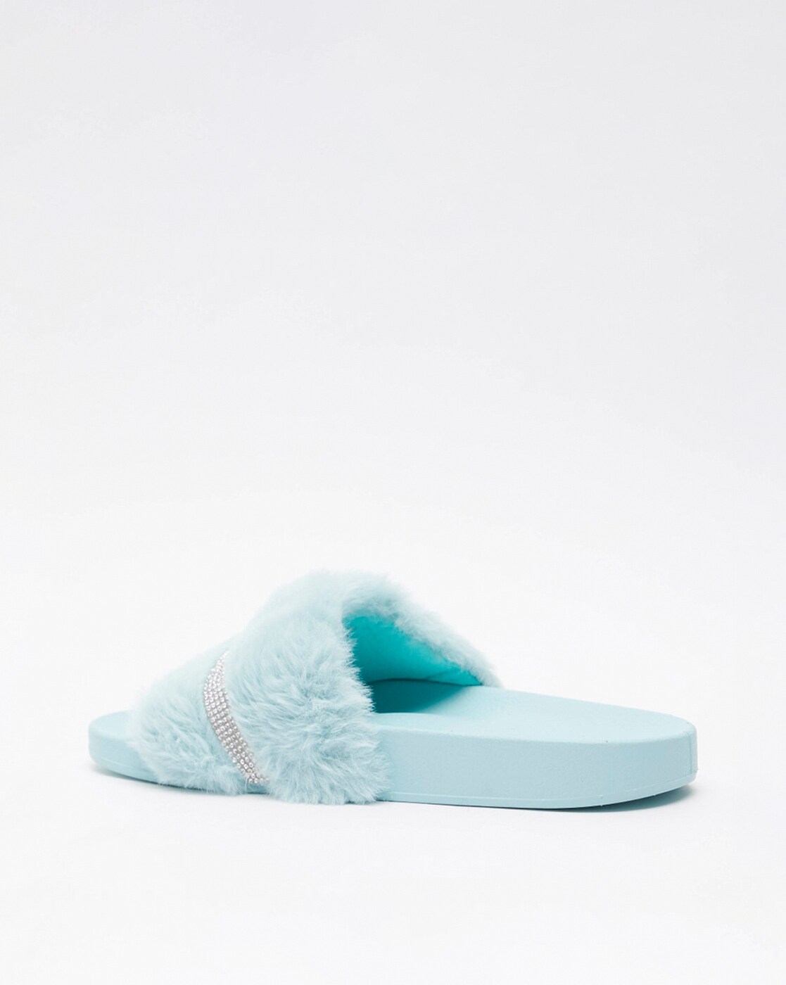 Blue best sale fur sliders