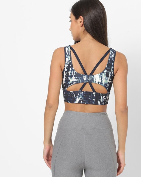 Printed Sports Bra with Back Cutout