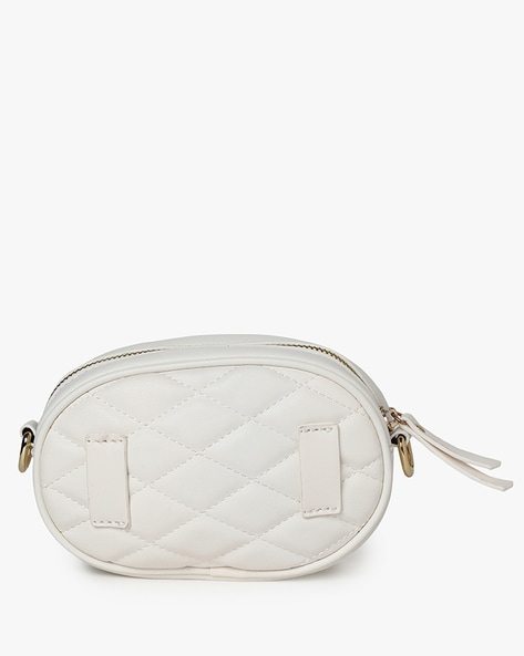 Barrel Round Shoulder Bag White Faux Leather Love Strap Purse Argyle  Quilted | eBay