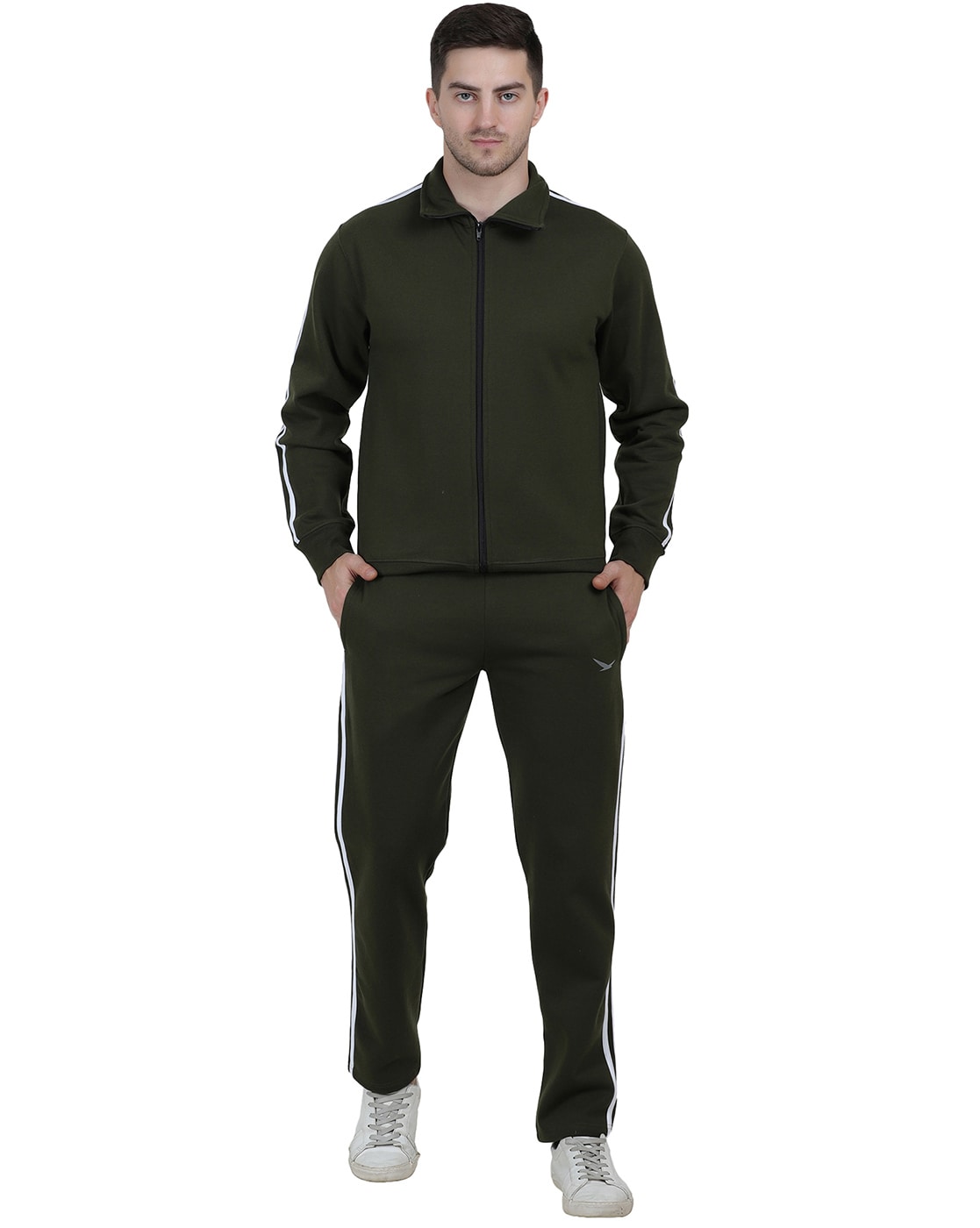 olive green track suit