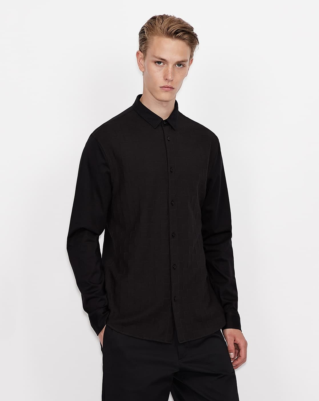 Emporio Armani Armani Exchange Black Long Sleeve Polo Ralph Lauren
