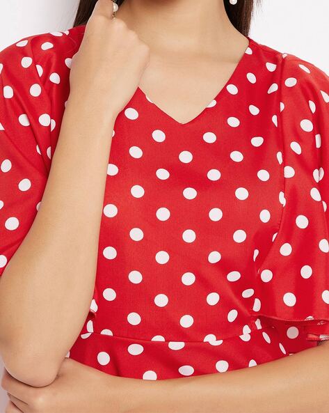 red and white polka dress