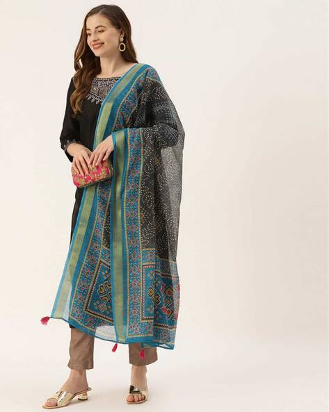 Patola Print Dupatta with Tassels Price in India