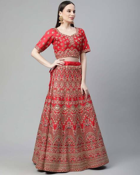 Buy online Sequence Embroidered Flared Lehenga Choli With Dupatta from  ethnic wear for Women by Mahika for ₹2949 at 74% off | 2024 Limeroad.com