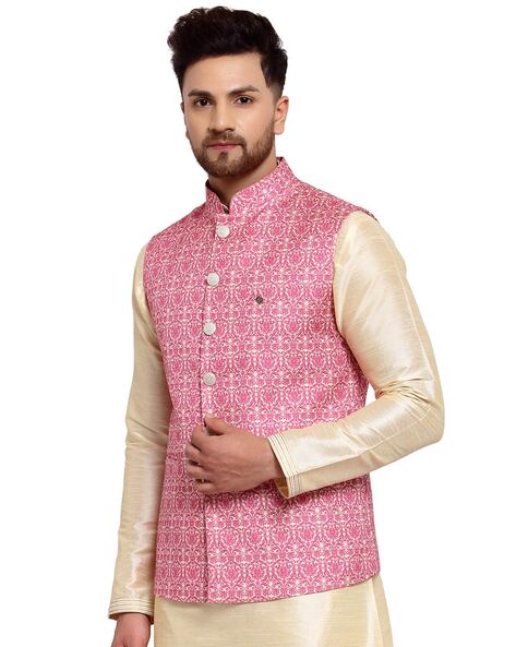 Pink nehru clearance jacket