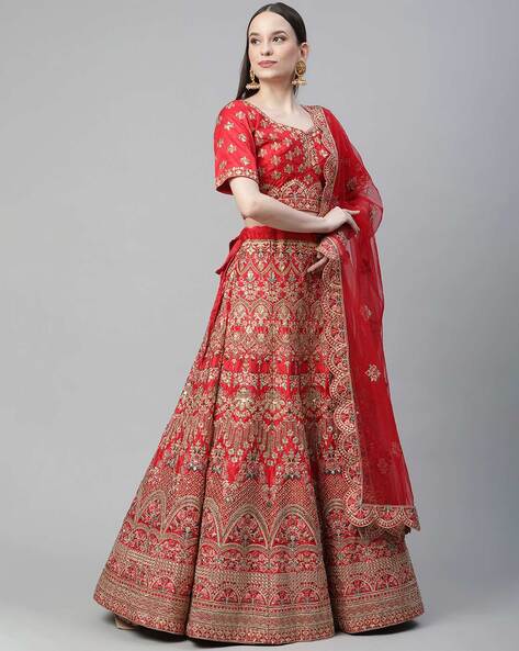 Art Silk Woven Lehenga Dress Material in YellowDefault Title | Silk lehenga,  Dress materials, Lehenga choli online