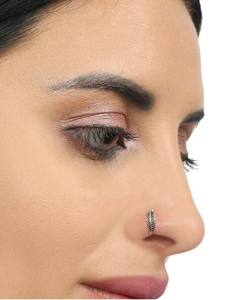 Buy OOMPH Combo of 8 Oxidised Silver Pink & Green Stone Nose Ring / Nose Pin  Online