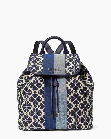 Buy KATE SPADE Spade Floral Jacquard Medium Backpack with Adjustable Straps  | Blue Color Women | AJIO LUXE