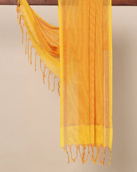 South Cotton Striped Dupatta with Tasselled Edges Price in India